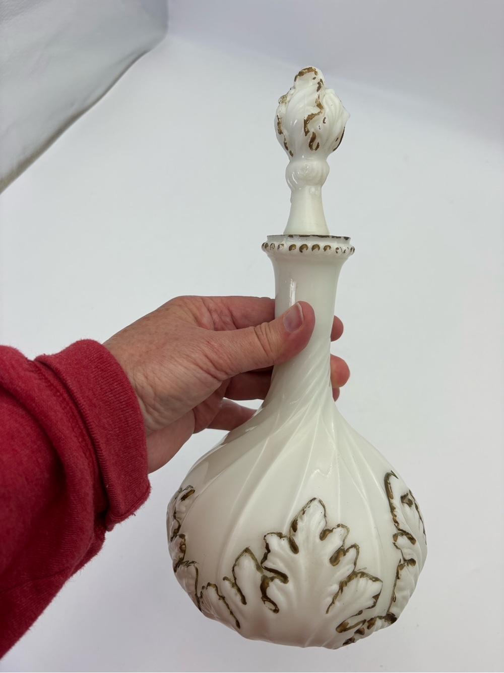 Antique Milk Glass Apothecary Vanity Bottle - Picture 11 of 13